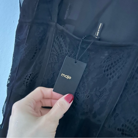 MAJE black lace dress see though long dress NWT sz2 - Picture 9 of 9